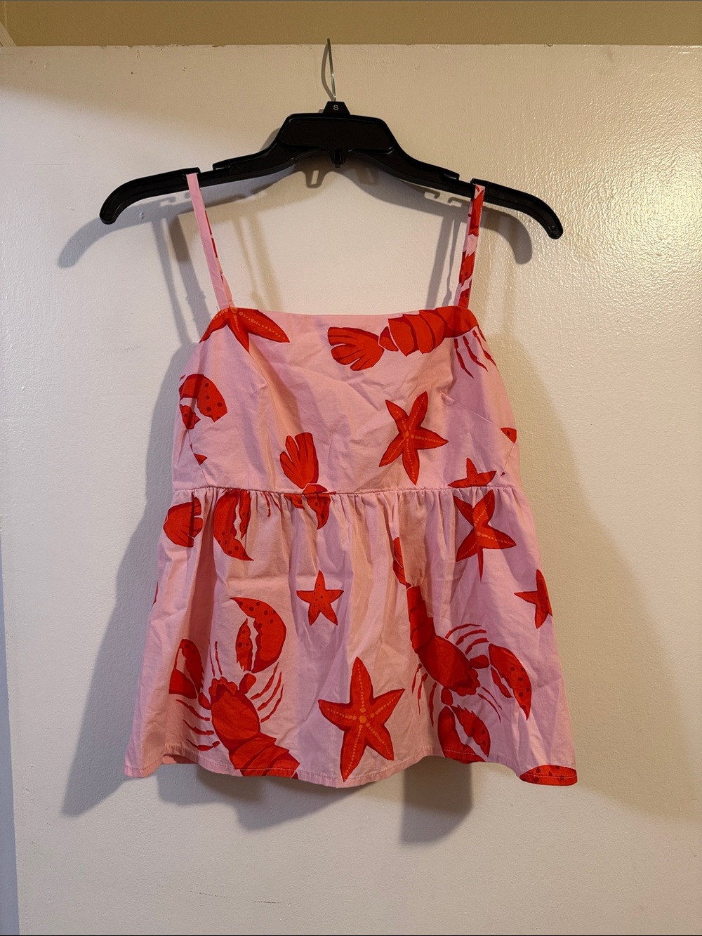 J. Crew Pink Tank Top with Red Sea life Print